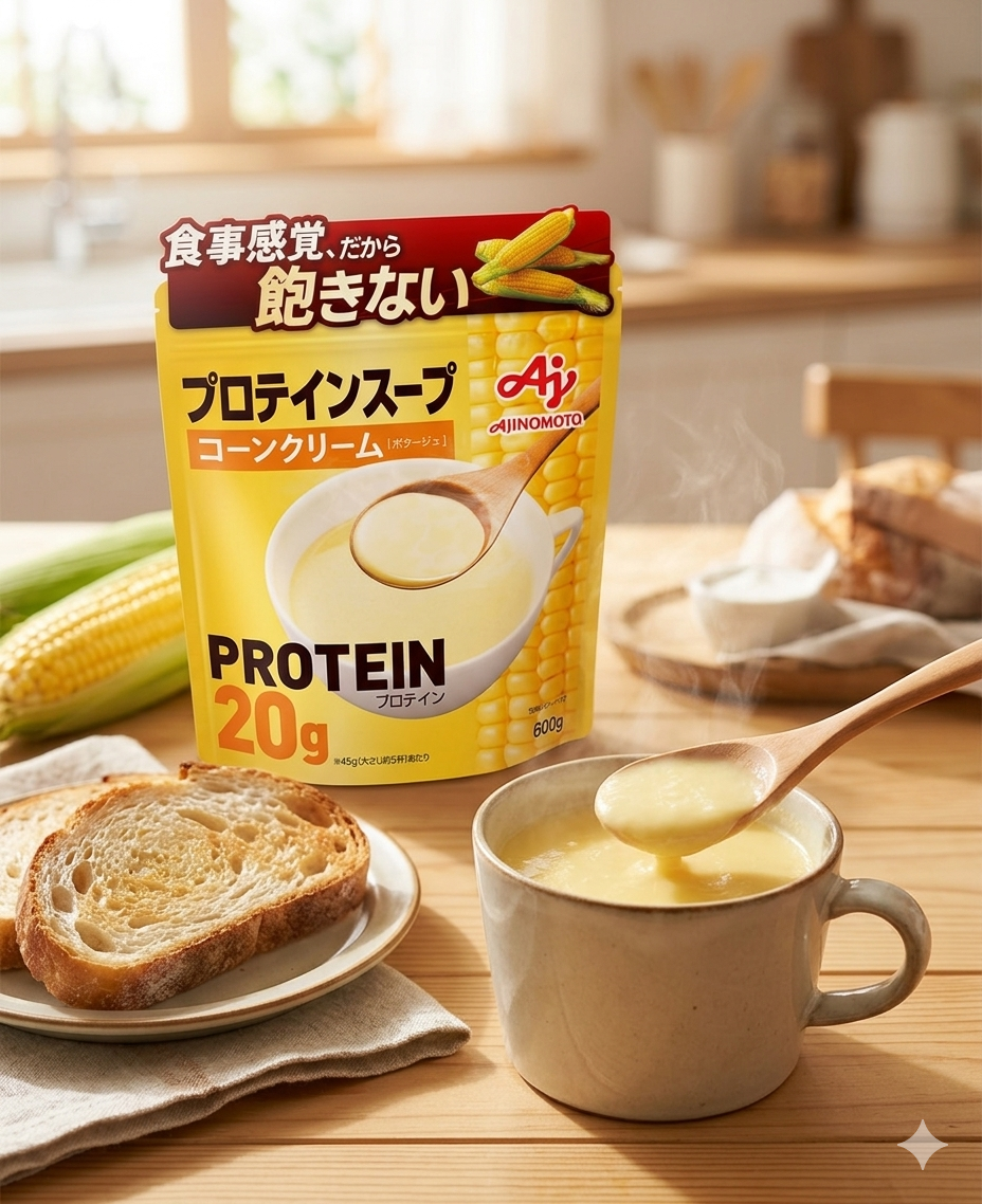 味の素プロテインスープの口コミ！20gのたんぱく質が摂れるコーンクリーム味を本音レビュー