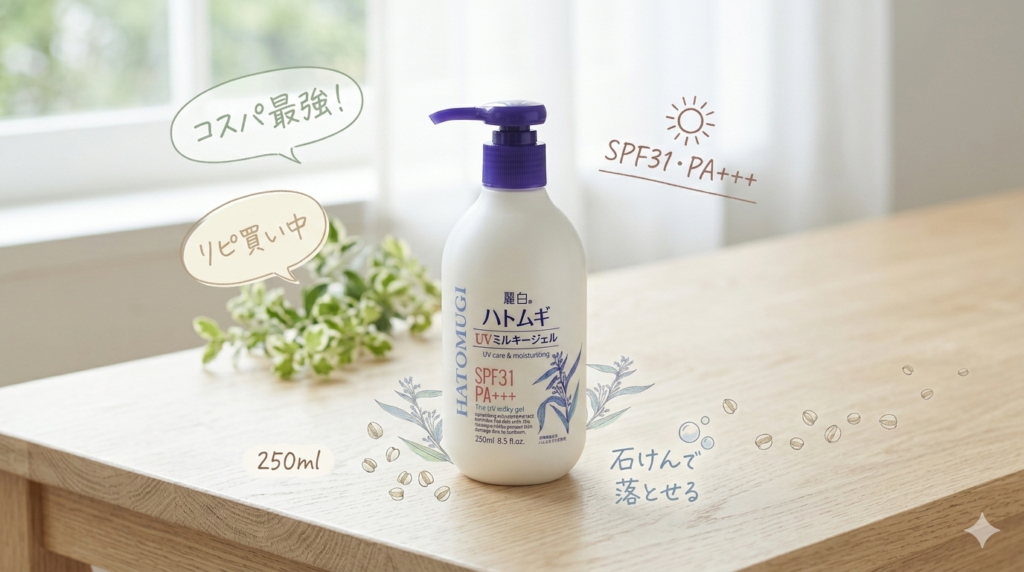 日焼け止め、ケチらず塗れるようになった。麗白 ハトムギ UVミルキージェル リピートの理由